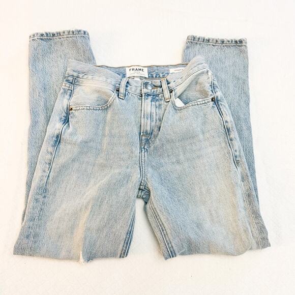 Frame Le Pegged Jean Light Wash Denim Ripped Size 23 - Picture 6 of 8